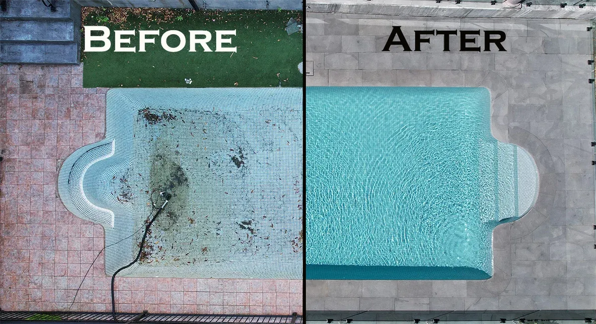 Before and after pool renovation Melbourne