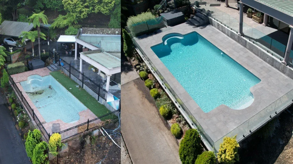 Sassafras pool makeover — complete tile and surface transformation